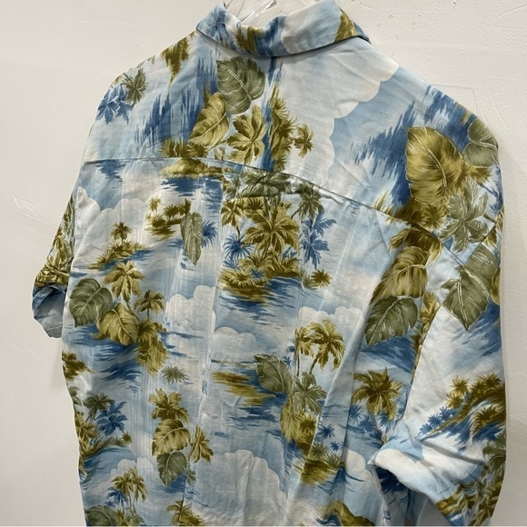 Kona Kai Button Down Hawaiian Shirt Short Sleeve Tropical Print Cotton Blend - Picture 4 of 7